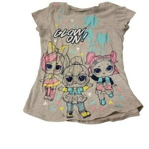 L.O.L. Surprise! Girls Gray Glow On Graphic Crew Neck Pullover T-Shirt Size M (7